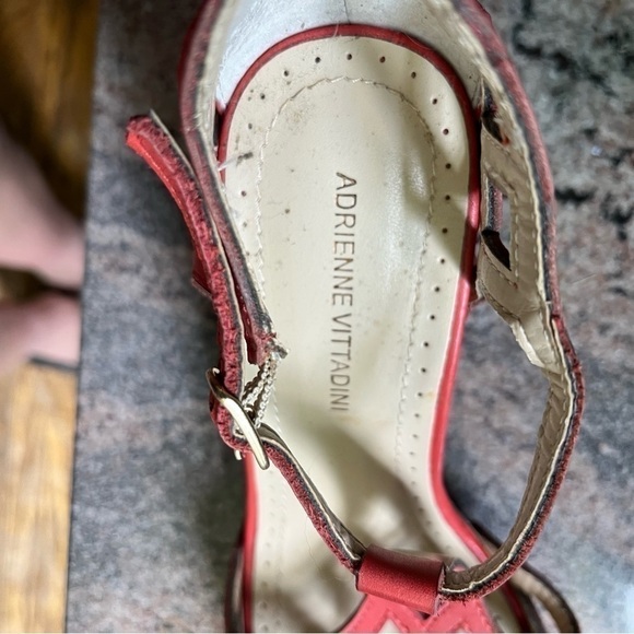 ADRIENNE Vittadini Red Cork Wedge Sandals Size 7 - Picture 5 of 9